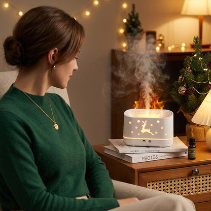 Flame Humidifier Lamp with Ultrasonic Mist