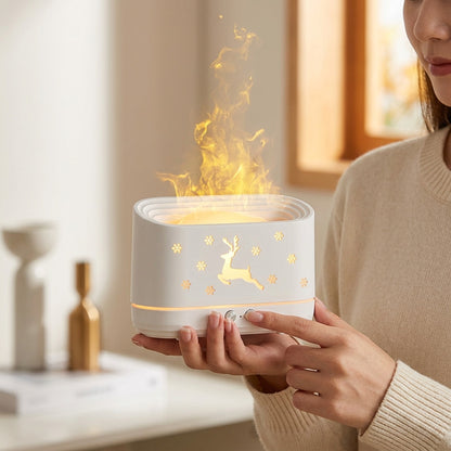 Flame Humidifier Lamp with Ultrasonic Mist